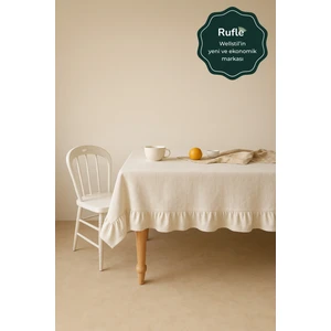 Eko | Fırfırlı Keten Masa Örtüsü 100 x 100 Cm