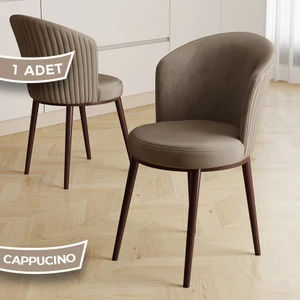 Risa Serisi 1 Adet Cappucino Mutfak Sandalyesi Kahverengi Metal Ayak 1.sınıf Babyface Kumaş