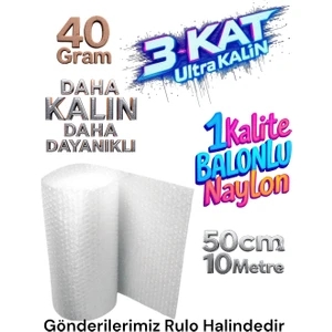 ( 40 Gram ) 50 cm X 10 Metre Balonlu Ambalaj Naylonu Pat Pat Baloncuklu Havalı Pıt Pıt Eşya Sarma Koruma Naylonu