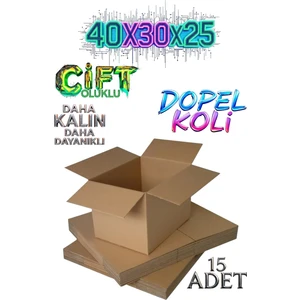15 Adet 40X30X25 Çift Oluklu Dopel Koli Kutu Boş Karton Çeyiz Kolisi Eşya Taşıma Kolisi