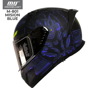 Mts M-801 Mısıon Blue Kapalı Motosiklet Kaskı