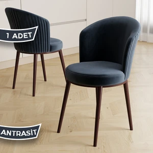 Risa Serisi 1 Adet Antrasit Mutfak Sandalyesi Kahverengi Metal Ayak 1.sınıf Babyface Kumaş