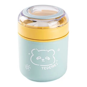 Tedemeı Mavi Sarı Paslanmaz Çelik Yuvarlak Yemek Taşıma Kabı 530ML