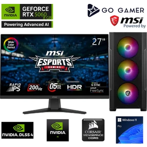 Go Gamer GP906DS AMD Ryzen 5 7500F / 32GB DDR5 6000MHz / 1TB 6000-4000mb-sn Gen4 NVMe SSD / RTX5060 8GB / MSI 27" 200Hz. / Windows 11 Pro Masaüstü Bilgisayar