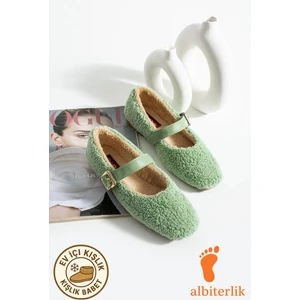 Kadın Kışlık Kemerli Tokalı Peluş Yünlü Tüylü Çeyiz Bohça Pofuduk Ev Içi Dış Mekan Babet