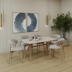 80 x 140 Mutfak Masası Traverten-Ceviz Mdf Salon ve Mutfak Masası Viktoria Model