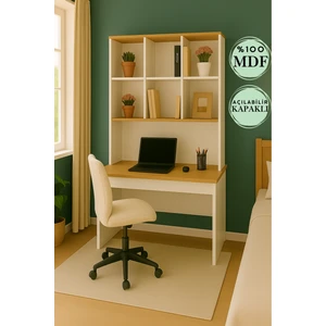 Yeni Nesil Genç Odası Çalışma Masası | Mdf | Ergonomik Tasarım | Kitaplıklı ve Kapaklı Model