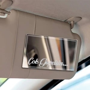 Çok Güzelsin 9x2 cm Çok Güzelsin Güneşlik Ayna Yazısı Araba-Motosiklet Cam Etiket Hologram Sticker
