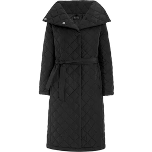 Çıkabilen Kapüşonlu Devrik Yaka Kapitone Mont Siyah 6792