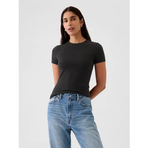 Kadın Siyah Closeknit Jersey T-Shirt