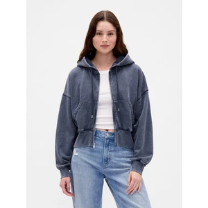 Kadın Koyu Mavi Vintagesoft Fermuarlı Wedge Sweatshirt