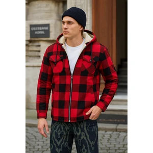 Erkek Oversize Peluş Kürk Kapşonlu Oduncu Ceket