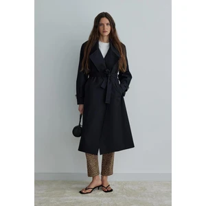 Siyah Rowe Gabardin Trençkot