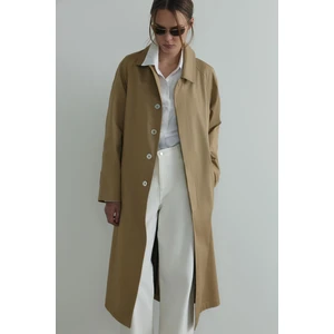 Camel Rue Gömlek Yaka Trençkot