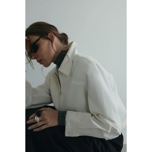 Beyaz Alden Yıkamalı Ceket