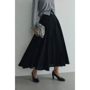 Siyah Liza Kemerli Etek