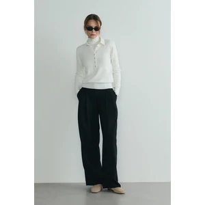 Suud Collection Siyah Lina Pileli Pantolon