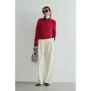 Krem Lina Pileli Pantolon