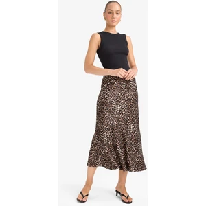 A Kesim Normal Bel Leopar Desenli Saten Midi Etek D7648AX25AU