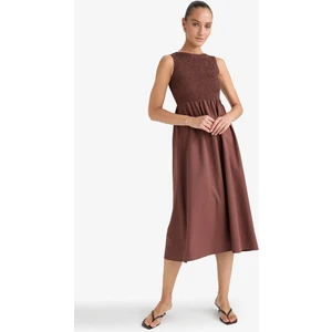 Bisiklet Yaka Terry Cotton Kolsuz Midi Elbise F5807AX25AU