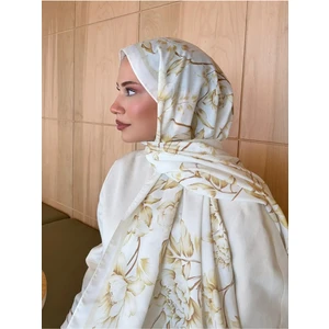 Mira Ipek Retro Desen Pamuk Soft Şal Kadın Beyaz Gol