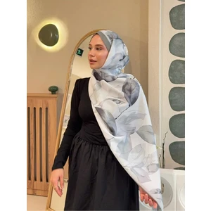 Retro Desenli Pamuk Şal Mena Serisi Haki Yaprak