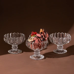 Mimoza Cam Kase Puding Tatlı ve Dondurma Kasesi 6'lı Kase Çerez Seti