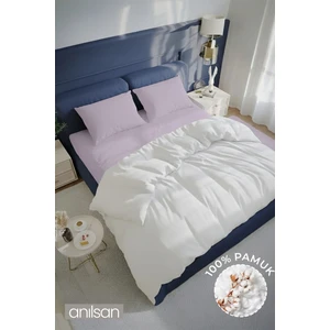 Düz Lila Çift Kişilik Ranforce Çarşaf Seti %100 Pamuk (Çarşaf+Yastık Kılıfı)