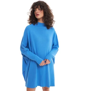 Yarım Balıkçı Yaka Oversize Kazak Mavi