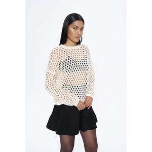 Ajur Detaylı Ince Triko Krem