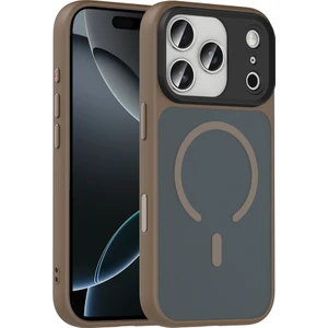iPhone 17 Pro Kılıf Mat Arka Yüzey Wireless Şarj Özellikli Zore Flet M-safe Kapak
