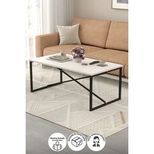 Orta Sehpa Yan Sehpa Dekoratif Sehpa Metal Sehpa Hermes Beyaz