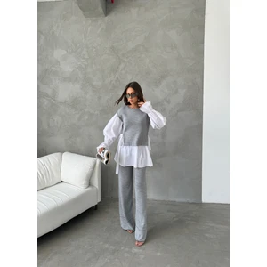 Gömlek Detaylı Triko Takım