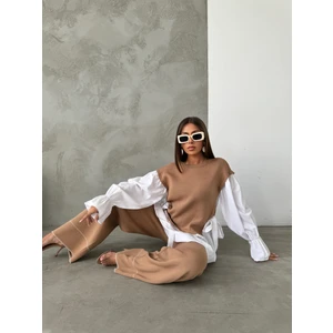 Gömlek Detaylı Triko Takım