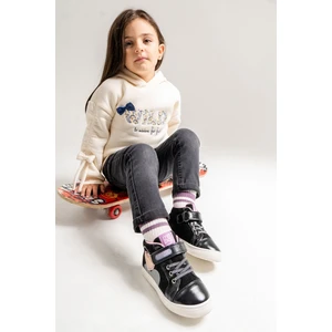 Kız Çocuk Siyah Hakiki Deri Suya Dayanıklı Anatomik Günlük Bot