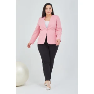 Kadın Büyük Beden V Yaka Tek Düğmeli  Ceket