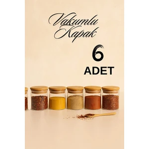 6'lı Düz Cam Baharatlık Seti – Hava Geçirmez Vakum Bambu Kapaklı Kavanoz Seti 365 ml