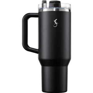 - “big Cup” 1.2 L Mat Siyah, paslanmaz çelik termos - Uzatılabilir pipetli, çift cidarlı, sızdırmaz - 240978