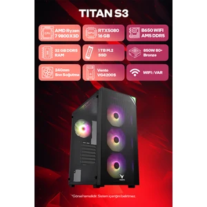 Game Garaj Titan S3 Amd Ryzen 7 9800X3D 32GB Ram 1tb SSD RTX5080 240MM Sıvı Soğutma Freedos Oyuncu Tavsiye Sistem