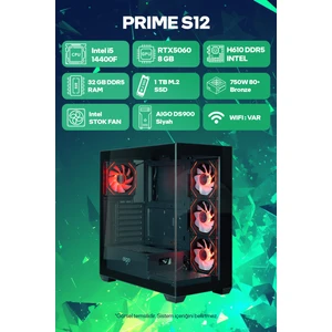 Game Garaj Prime S12 Intel Core I5 14400F 32GB Ram 1tb SSD RTX5060 Freedos Oyuncu Tavsiye Sistem