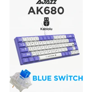 AK680 Kablolu %65 Boy Mekanik Oyuncu Klavyesi-Rainbow Aydınlatma Hot-Swap