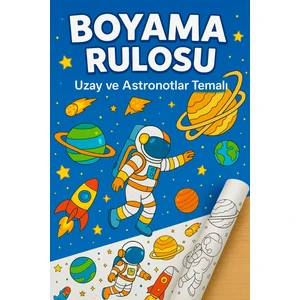 Haydi Dekor Minik Astronotlar Için Uzay Temalı Boyama Rulosu 5 Metre