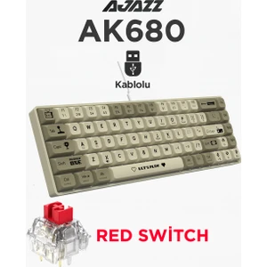 AK680 Kablolu %65 Boy Mekanik Oyuncu Klavyesi-Rainbow Aydınlatma Hot-Swap