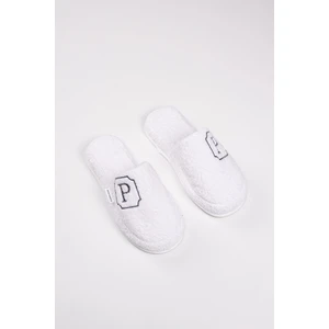 Ender Home P Harf Nakışlı Banyo Ve Ev Havlu Terliği – %100 Pamuk Kaymaz Kalın Taban