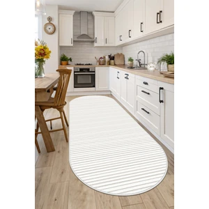 Makinede Yıkanabilir Kaymaz Taban Leke Tutmaz Beyaz Oval Salon Halısı Mutfak Halısı ve Yolluk
