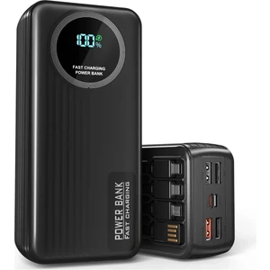 Powerbank 50000 Mah 22.5W Süper Hızlı Şarj LED Ekranlı Kendinden Kablolu