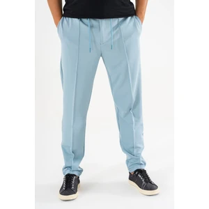 Erkek Açık Mavi Çımalı Rahat Spor Pantolon Duble Paça Jogger Eşofman Altı