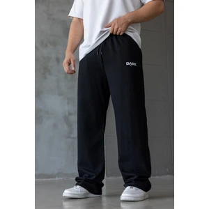 Erkek Siyah Baskılı Oversize Baggy Eşofman Altı