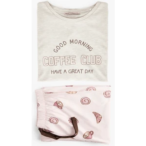 Pamuklu Baskılı Uzun Kollu Pijama Takımı