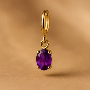 Ariş Pırlanta Ametist Taşlı Charm Altın Kolye Ucu